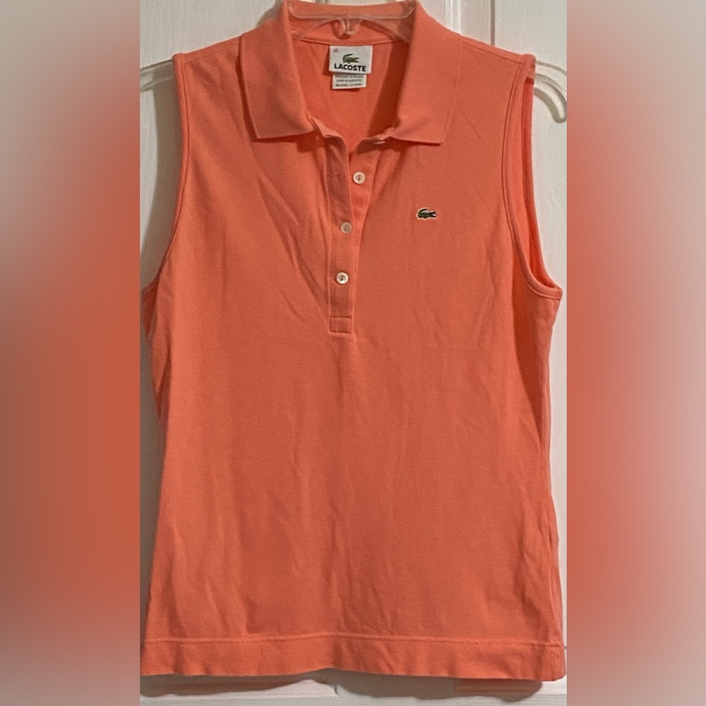 LACOSTE WOMENS CORAL POLO SHIRT - Picture 2 of 10